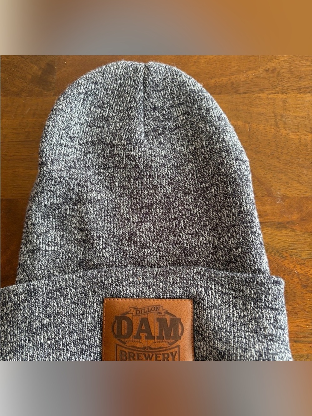 DAM Brewery Leather Patch Knit Beanie - Gray